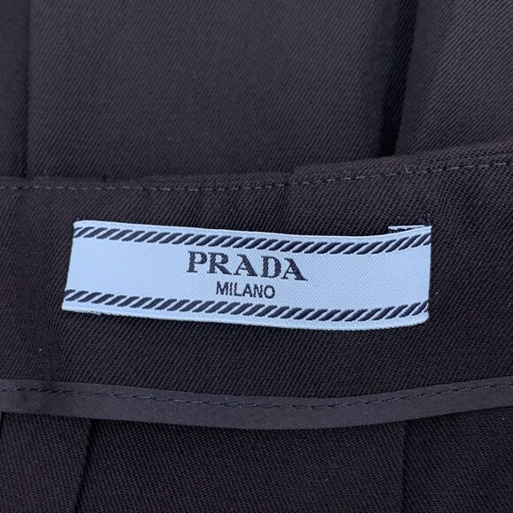 Prada Womens Deep Blue Wool Pleated Skirt With Lace-Up Detail Size 36 XS Made In - Picture 3 of 8
